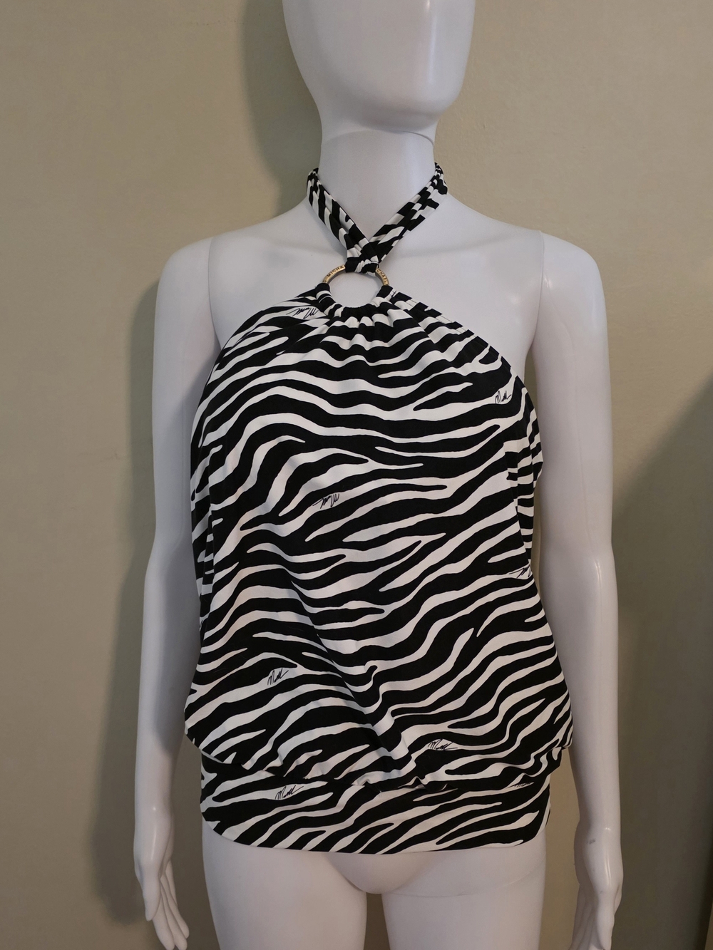 Michael Kors Women’s Size Med Black and White Zebra Tankini Top.